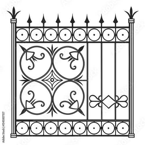 Ornate black wrought iron fence gate design
