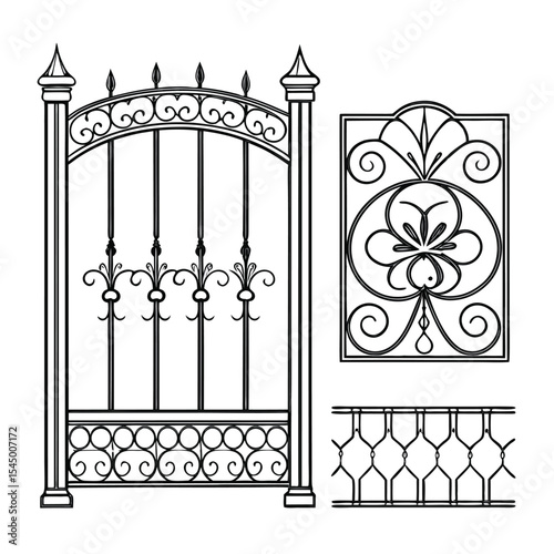Ornate wrought iron gate designs and fence panels