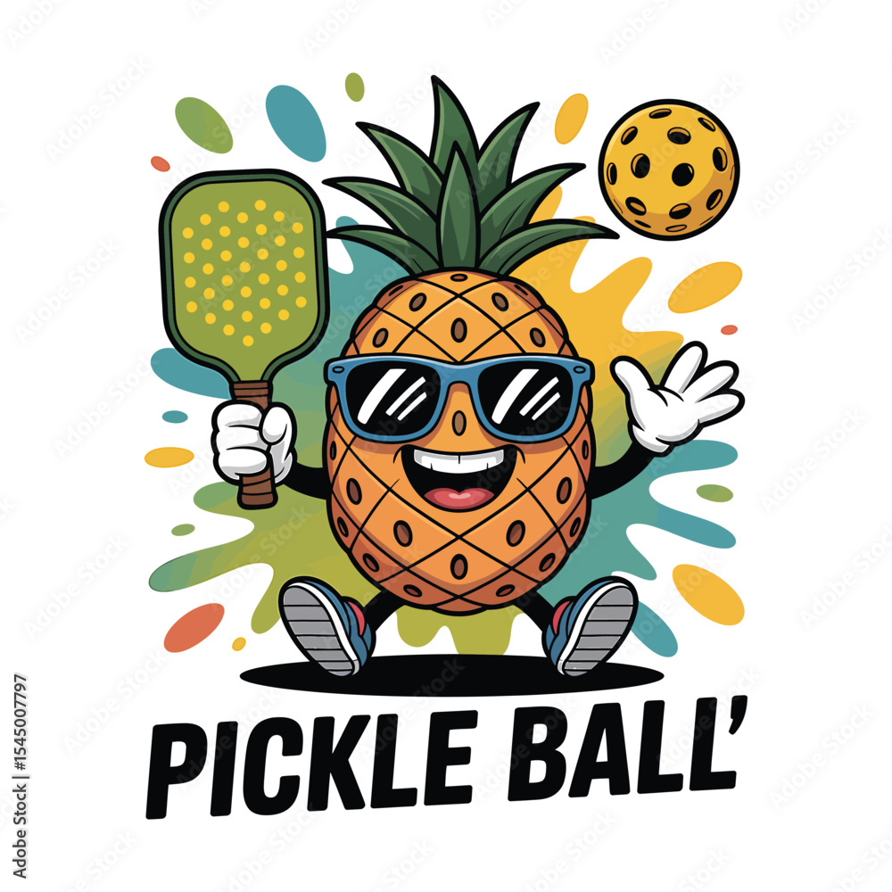 Fototapeta premium Pineapple Pickleball Power Player