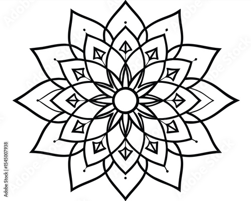 Intricate Mandala Design Geometric Flower Pattern for Coloring