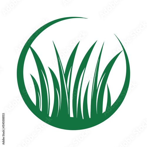 Green Grass Blades Oval Shaped Logo Design Element Nature Icon Ecology Symbol vector