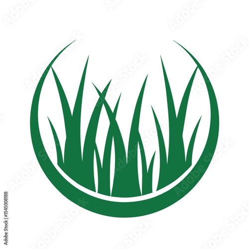 Green Grass Blades in Oval Frame Nature Icon Ecology Symbol Simple Design vector