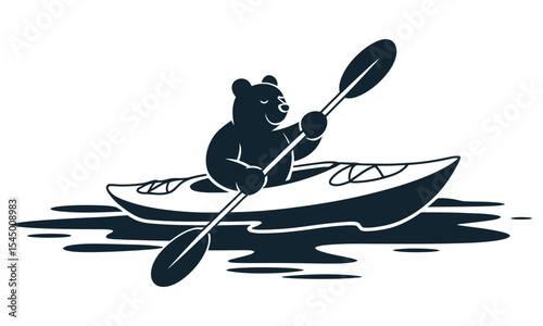 Bear Kayak Adventure Minimalist Design