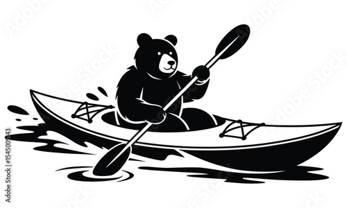 Bear Kayak Adventure Minimalist Design