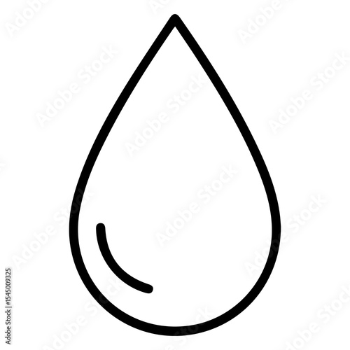 Water droplet silhouette isolated on white background — black liquid drop icon for hydration, cleanliness, eco design, rain, skincare, nature, science visuals, and minimalist concepts


