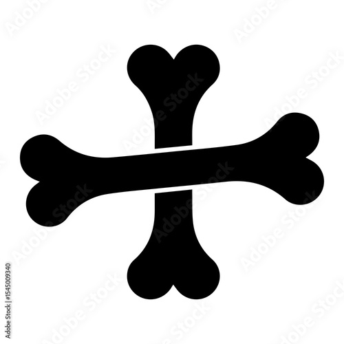 Cartoon dog bone silhouette isolated on white background — playful black pet treat icon for veterinary graphics, pet branding, dog food packaging, cartoon design, and animal care visuals

