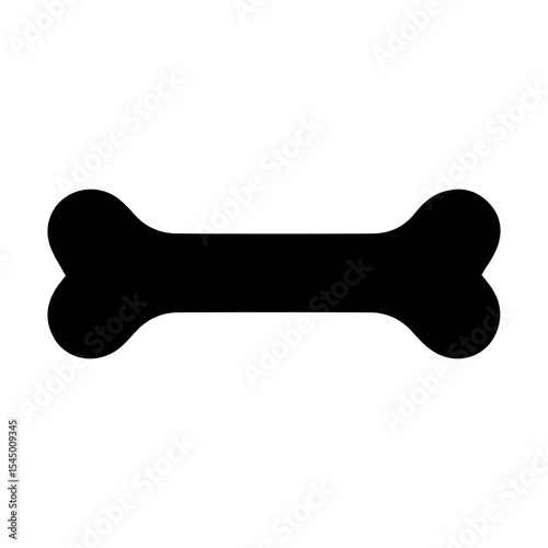Cartoon dog bone silhouette isolated on white background — playful black pet treat icon for veterinary graphics, pet branding, dog food packaging, cartoon design, and animal care visuals

