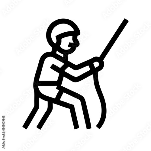 Climber with Rope Pictogram – Adventure, Safety, and Outdoor Activity Symbol

