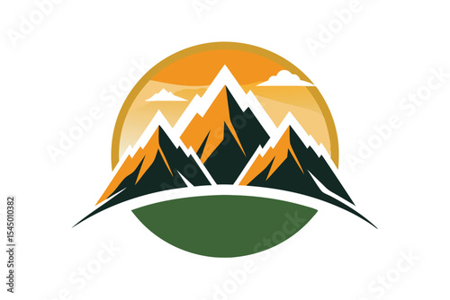 Majestic Mountain Peaks A Stunning Sunrise Landscape Logo Design