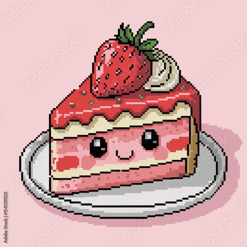 Cute strawberry cake slice pixel art Strawberry Dream Slice