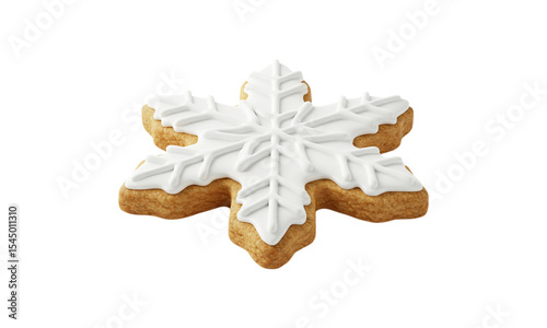 Snowflake Cookie: A delicious snowflake cookie, adorned with intricate icing details, sits as a tempting treat. Perfect for the winter holidays.