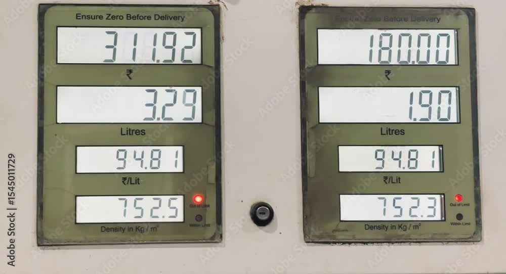 An old gas pump stands at a station with a price board displaying fuel numbers, ready for road travel business