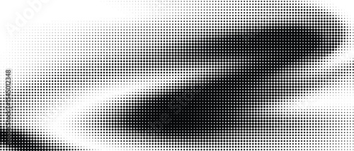 Black and white halftone background with flowing dotted wave texture