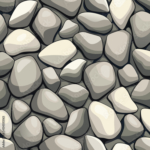 Seamless Vector Pattern Gray and White Pebbles Texture, Ideal for Game Backgrounds, Website Design, and More