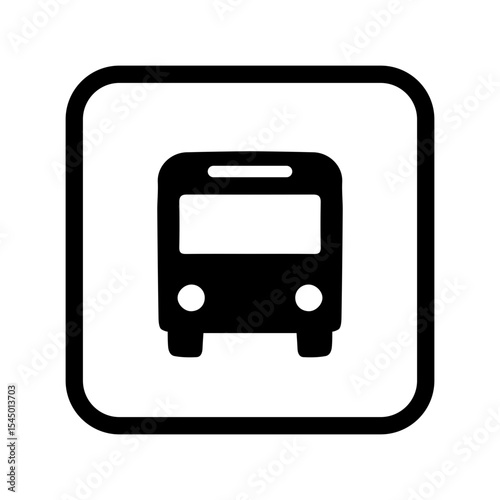 Public transport bus icon with transparent background symbolizing city transit and passenger transportation

