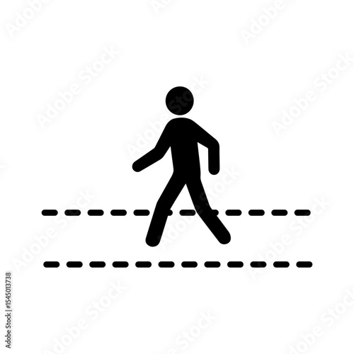 Person walking on pedestrian crossing icon with transparent background symbolizing road safety and pedestrian zone
