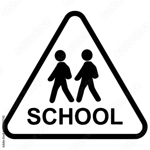 School zone icon with transparent background symbolizing student safety and reduced speed area
