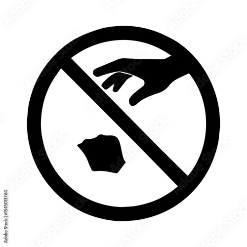 No littering icon with transparent background symbolizing prohibition of trash disposal and environmental cleanliness

