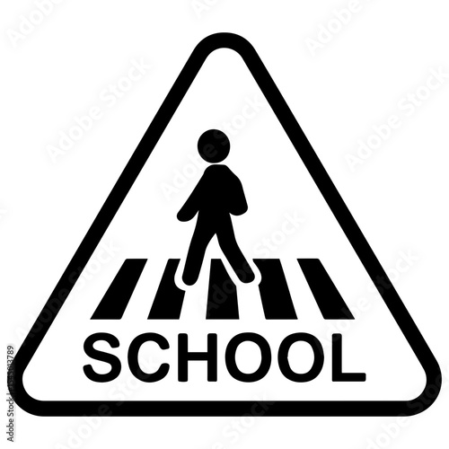 School zone icon with transparent background symbolizing student safety and reduced speed area

