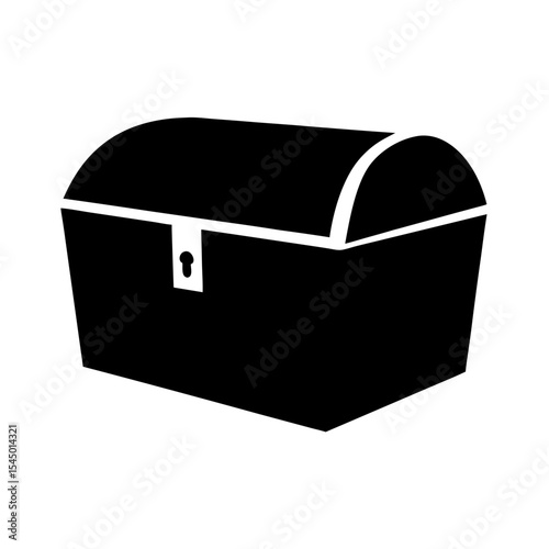 Silhouette of a classic treasure chest with a keyhole in black and white