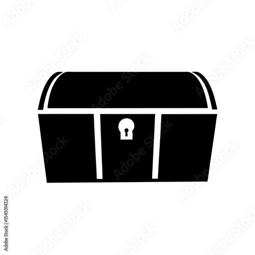 Monochrome vector illustration of a treasure chest with a classic lock