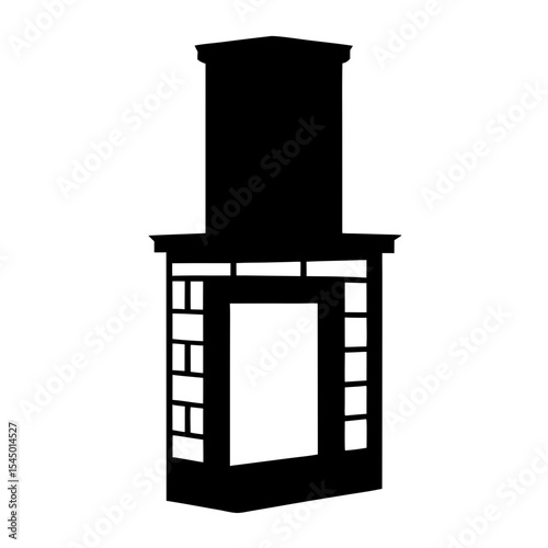 Silhouette of a traditional fireplace with a chimney in a simplistic style
