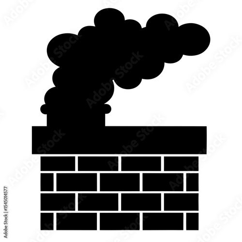 Smokestack Illustration of Black Smoke Coming Out of a Brick Chimney