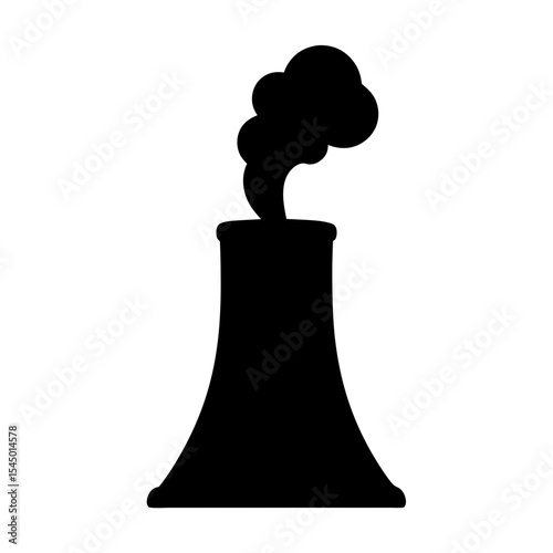 Silhouette of nuclear power plant with smoke emission, environmental pollution concept