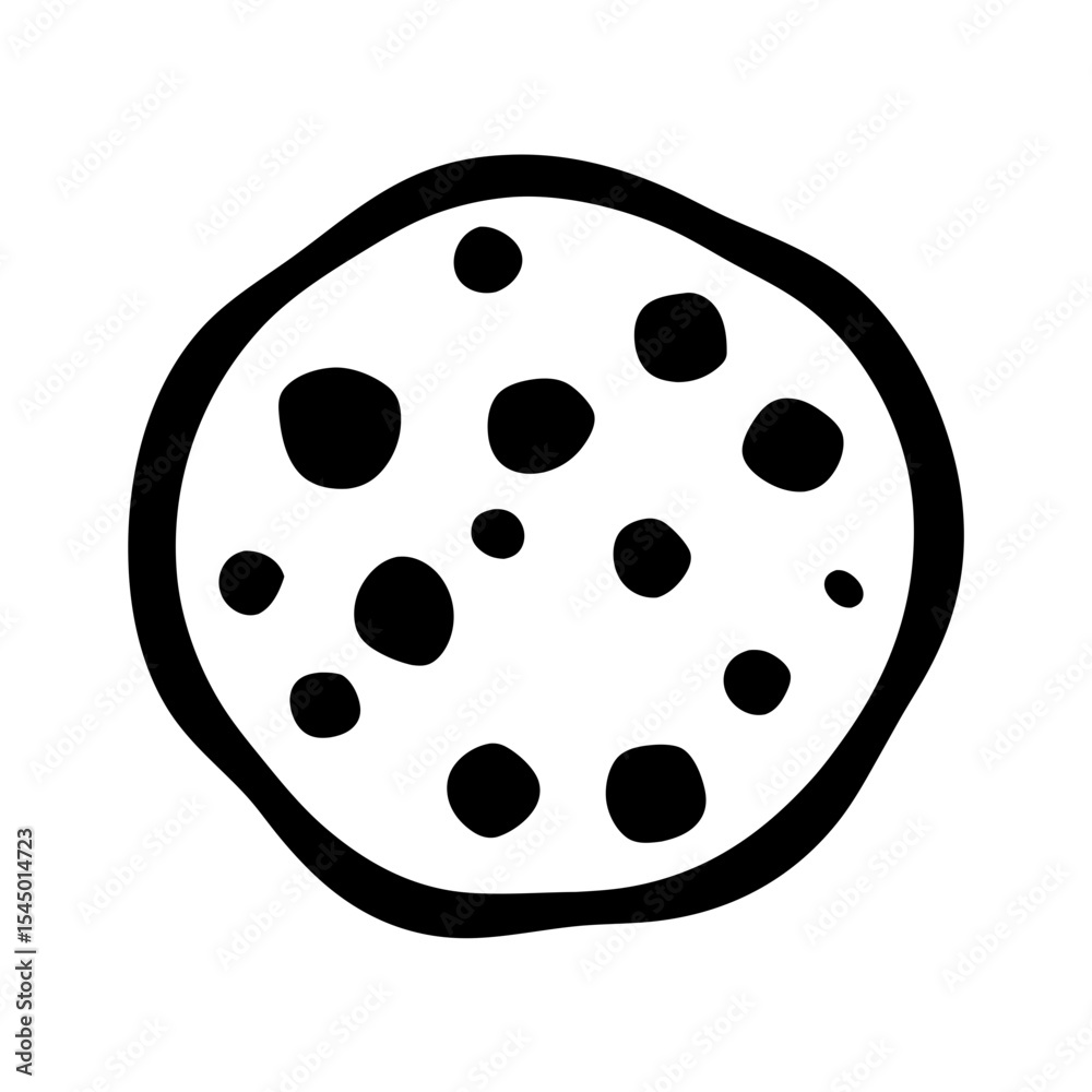 Chocolate chip cookie icon, delicious bakery item vector illustration for menus Chocolate chip cookie icon, delicious bakery item vector illustration for menus