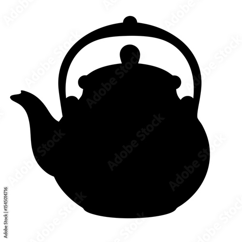 Stylized black silhouette image of a traditional Asian teapot design