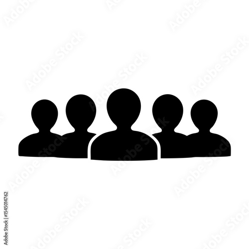 Silhouette of five people representing a group or team membership concept