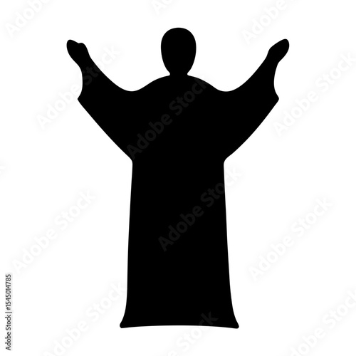 Silhouette of a figure with arms outstretched in a spiritual pose