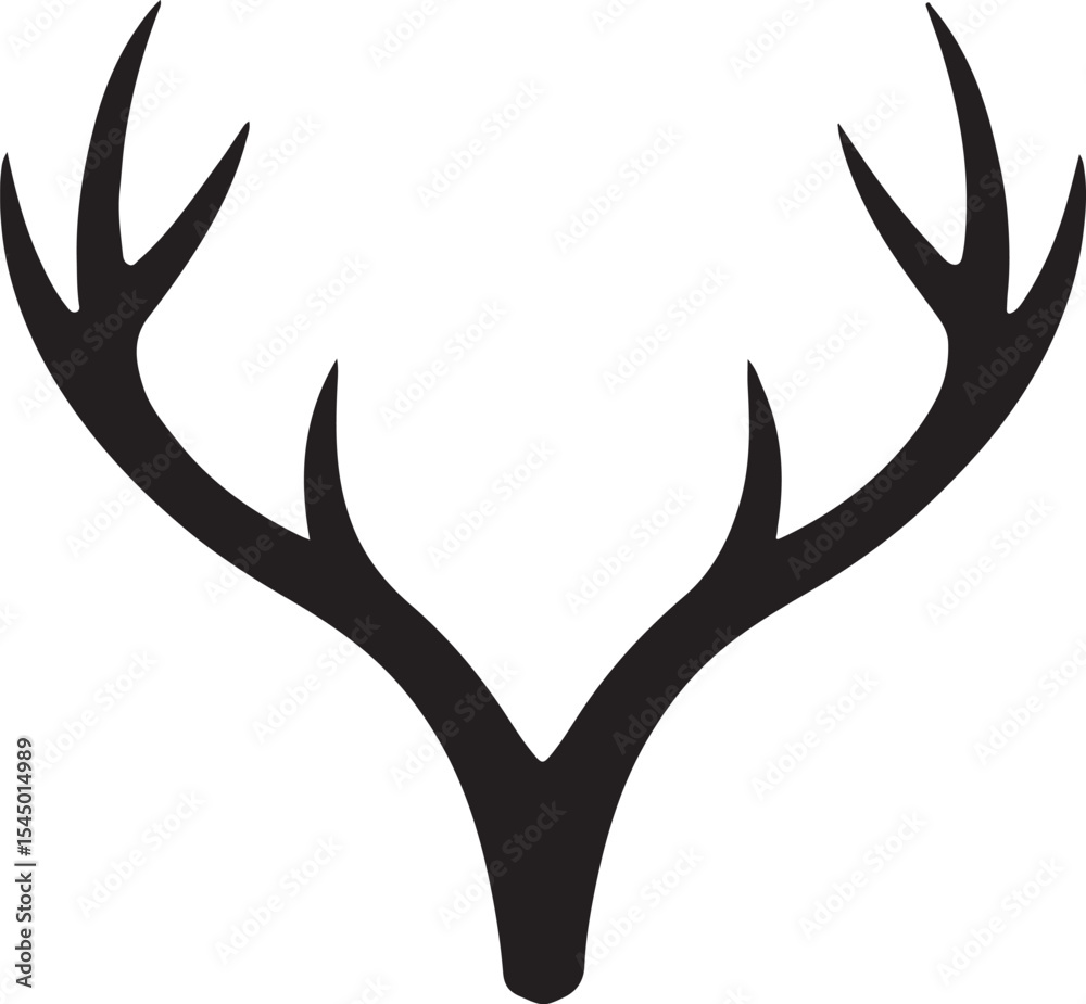 A striking deer head silhouette with majestic antlers, perfect as a hunting trophy icon or wildlife illustration A striking deer head silhouette with majestic antlers, perfect as a hunting trophy icon or wildlife illustration