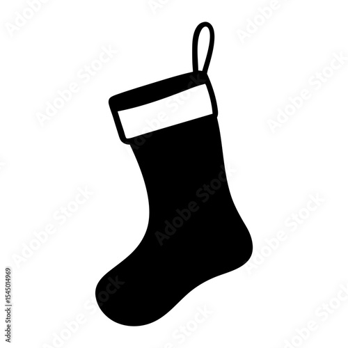 Simple Black and White Christmas Stocking Vector Illustration for the Holidays