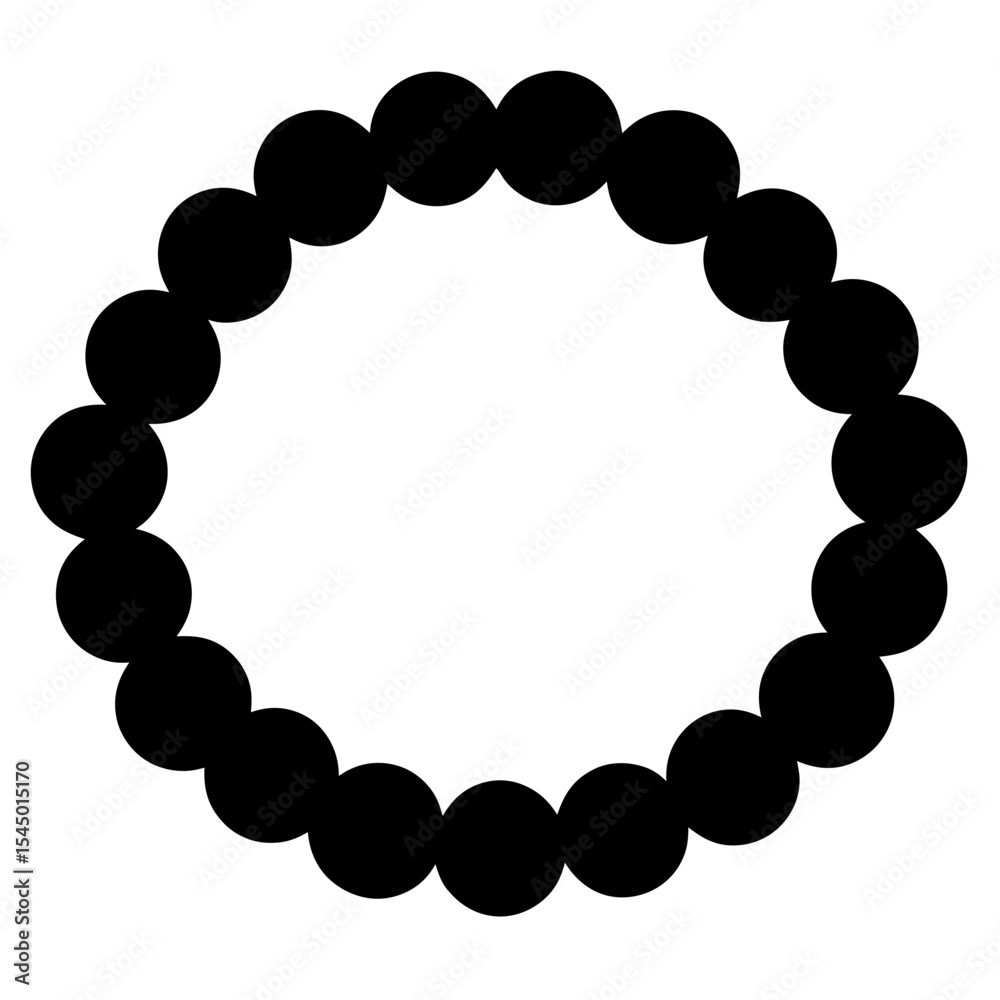 Obraz premium Circular Arrangement of Black Spheres, Representing a Strand or a Chain