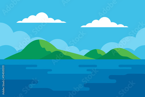 landscape with mountains and sea
