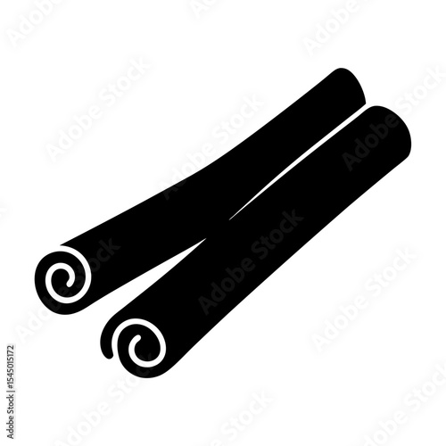 Two cinnamon sticks lie side by side in this simple illustration