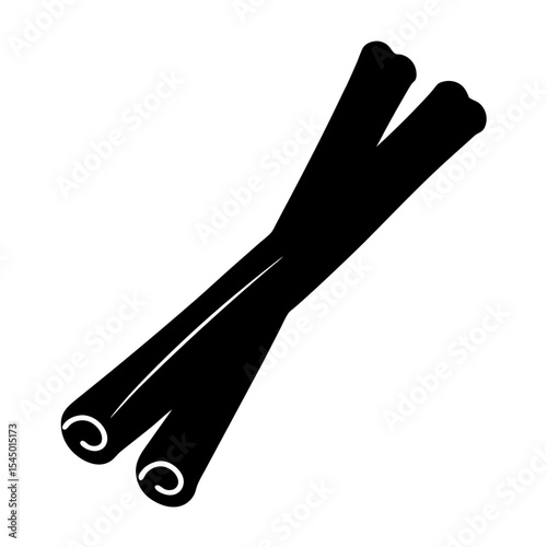 Black and white image of three cinnamon sticks diagonally displayed