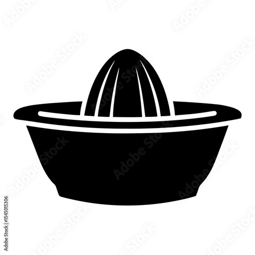 Monochrome illustration of a lemon juicer used in food and beverage preparation