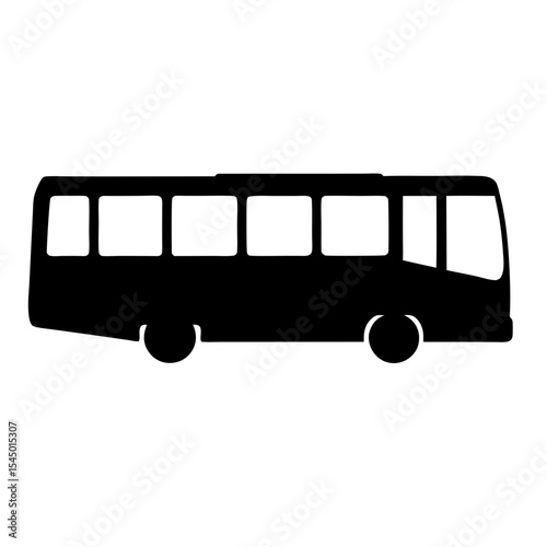 Black silhouette of a passenger bus with white window openings