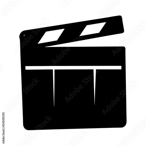 Isolated black and white silhouette of a film slate for movie production