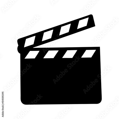 Iconic Black Clapperboard Illustration Represents Filmmaking and Movie Production Process