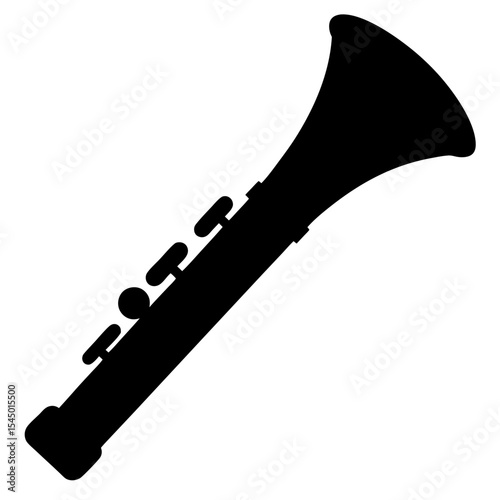 Silhouette of a Clarinet Musical Instrument with Valves and Bell