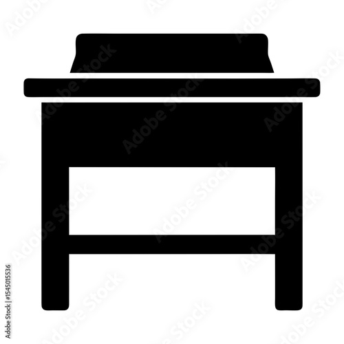 Simple black and white illustration of a table with something on top