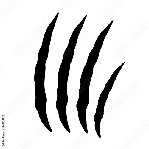 Four black claw marks scratches isolated on a white background illustration