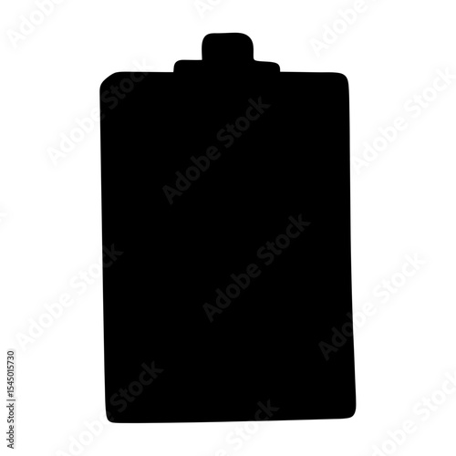 Simple black clipboard silhouette on a white background for designs and illustrations