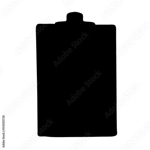 Silhouette of a battery, showcasing its shape, on a white background
