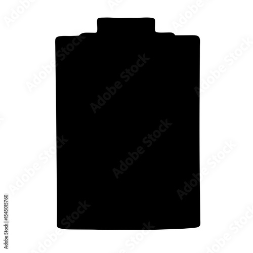 Black and White Battery Icon Showing Full Charge, Simple Silhouette