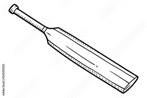 Cricket Bat Illustration A Detailed Line Drawing of a Classic Cricket Bat