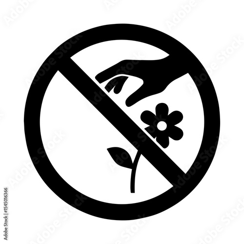 No picking plants and flowers icon with transparent background symbolizing prohibition of plant removal and nature protection
